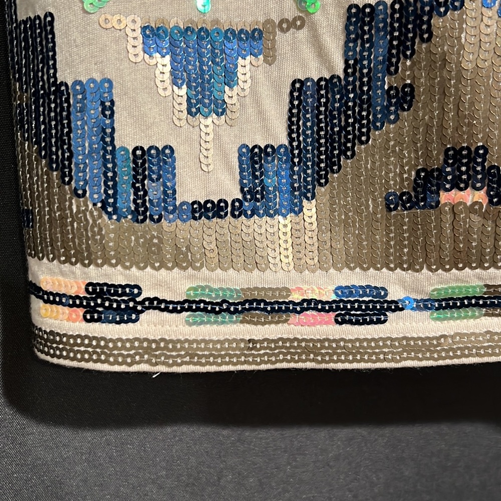 Vintage Express Sequin Tribal Pattern Colorful Mi… - image 5